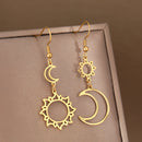 Boucle D'oreille pendante Soleil et Lune