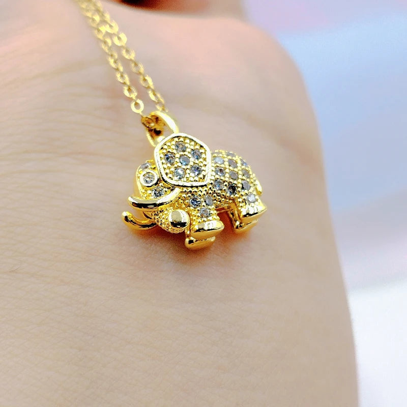 Collier avec Pendentif Éléphant Doré