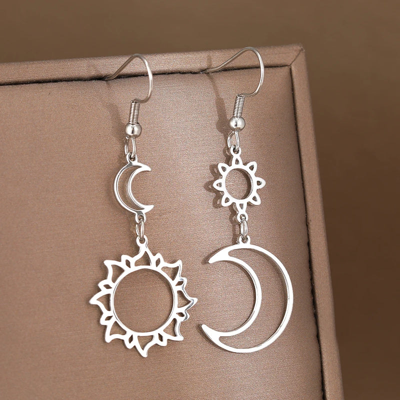 Boucle D'oreille pendante Soleil et Lune