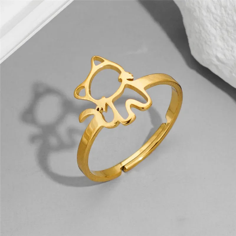 Bague Chat Doré - redimensionnable - bague