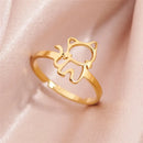 Bague Chat Doré - redimensionnable - bague