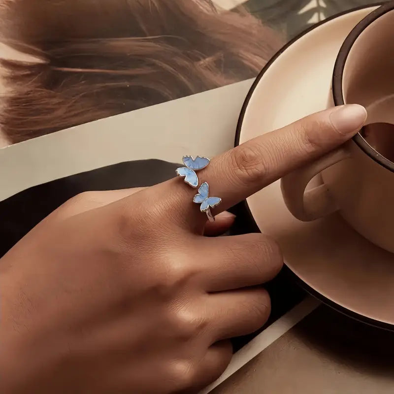 Bague Couple Papillon - Ajustable - bague