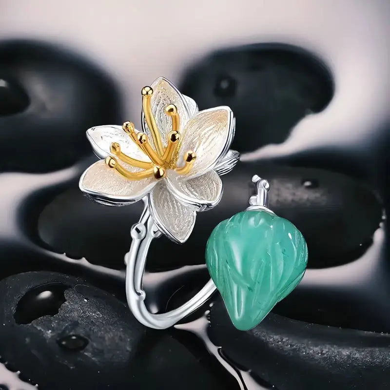 Bague Fleur de Lotus Argent - redimensoinnable - bague