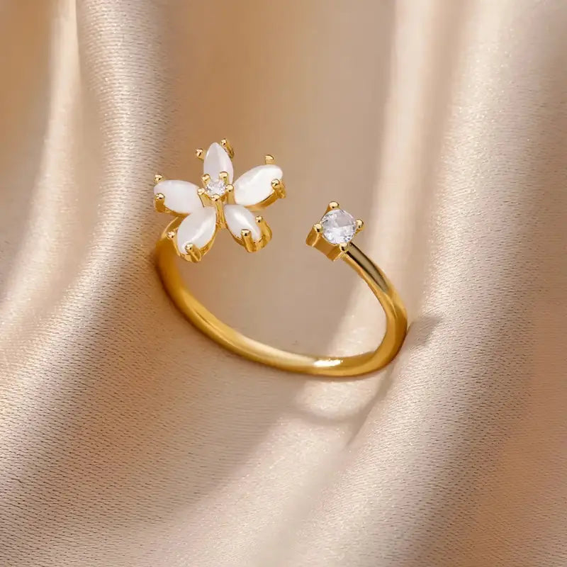 Bague Fleur Dorée - Doré / Ajustable - bague