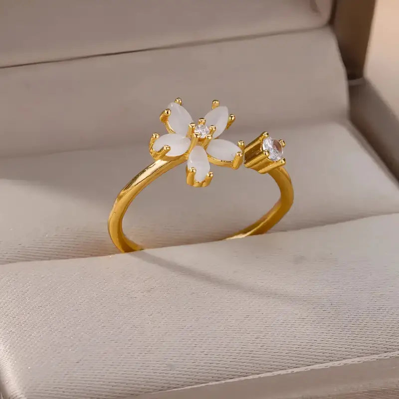 Bague Fleur Dorée - Doré / Ajustable - bague