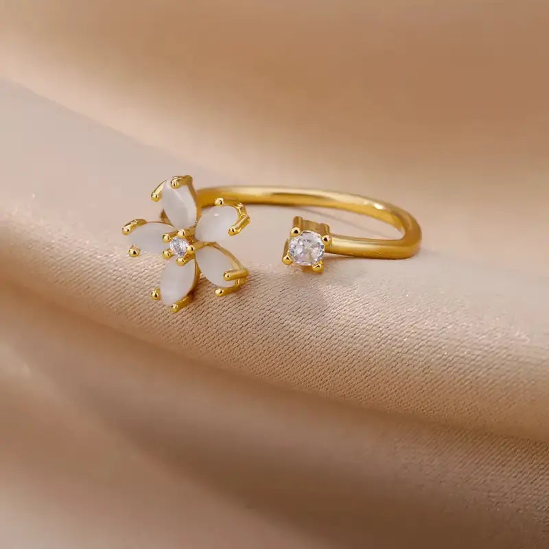 Bague Fleur Dorée - Doré / Ajustable - bague