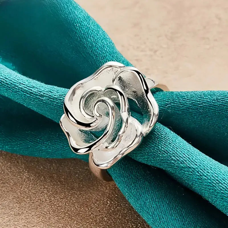 Bague Fleur Rose Argent - bague