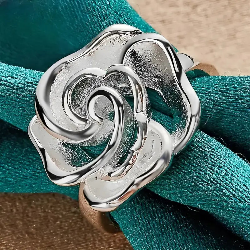 Bague Fleur Rose Argent - bague