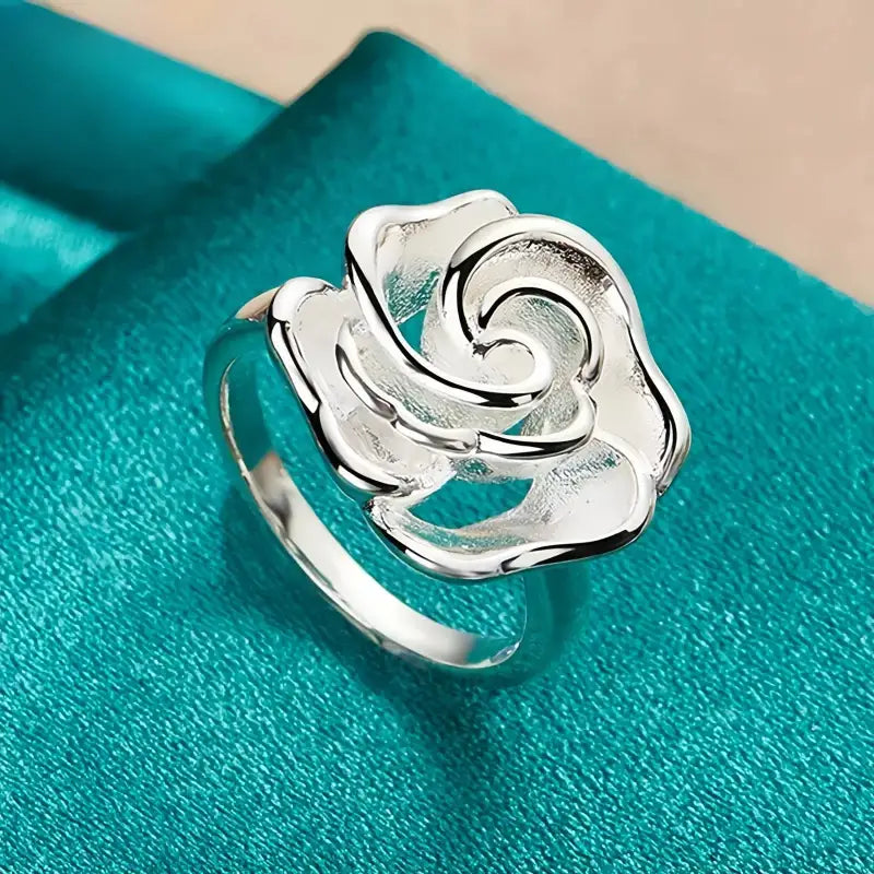 Bague Fleur Rose Argent - bague