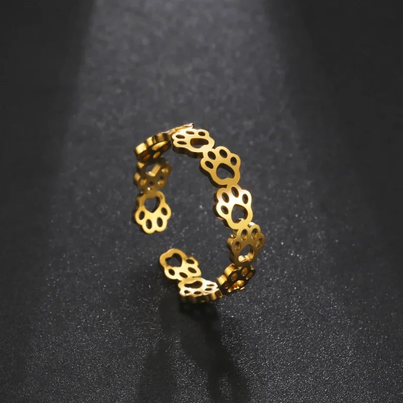 Bague Patte de Chat Doré - Ajustable - bague