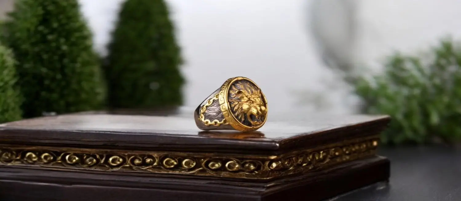 bague tête de lion