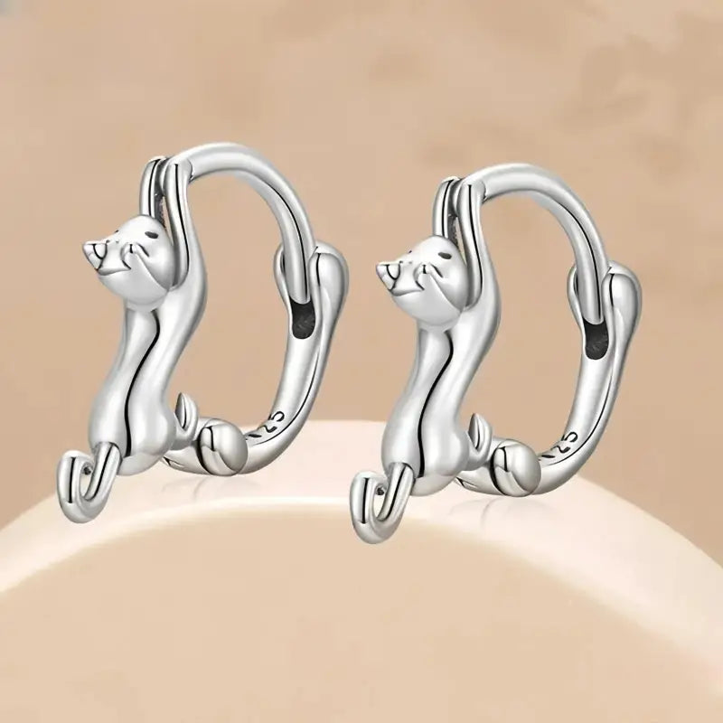 Boucle D’oreille Chat Argent - boucle d’oreille