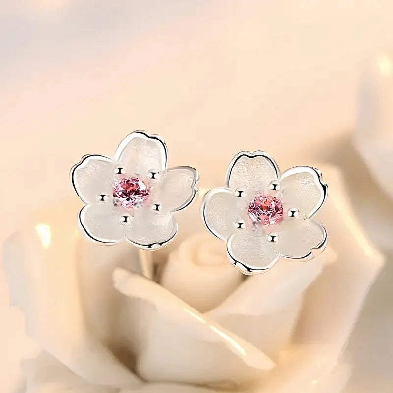 Boucle D’oreille Fleur Rose - boucle d’oreille