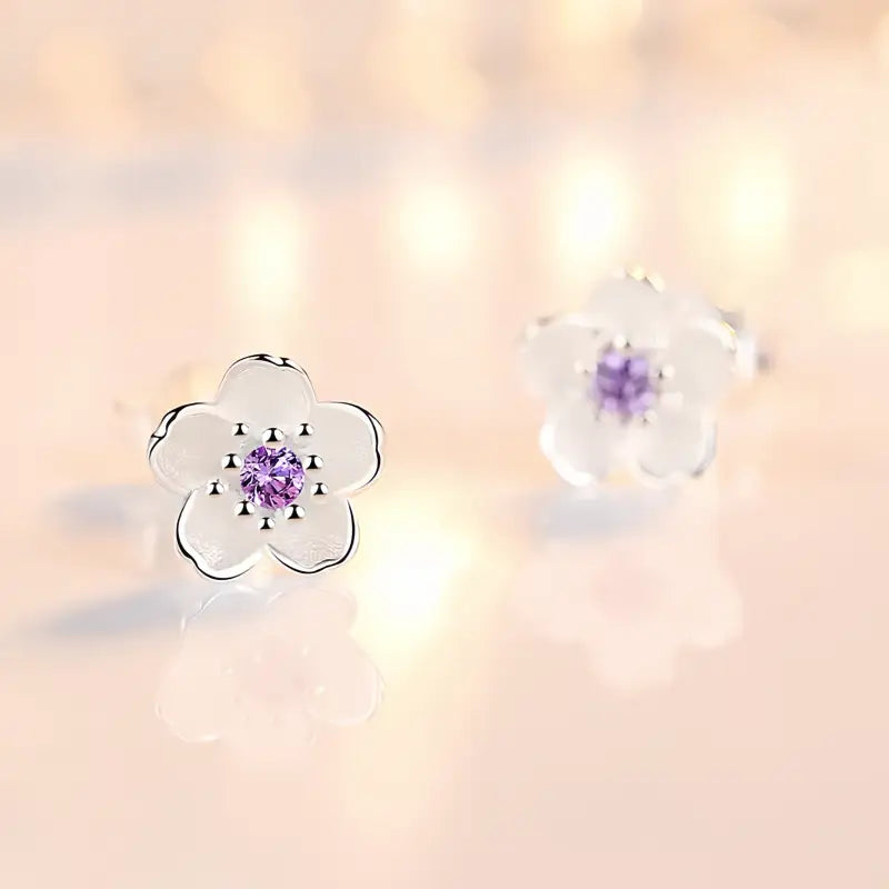 Boucle D’oreille Fleurs Amethyste - boucle d’oreille