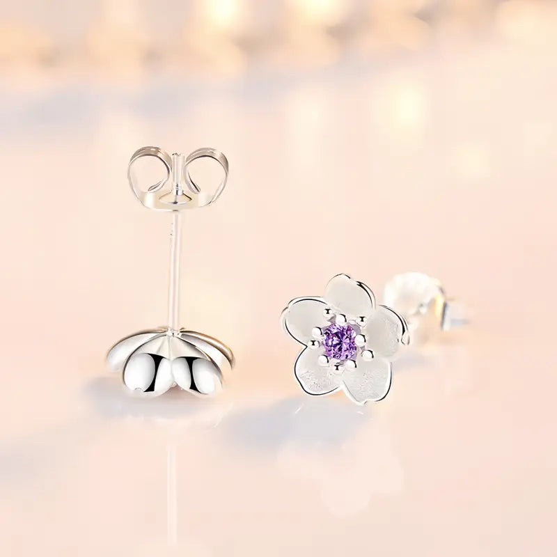 Boucle D’oreille Fleurs Amethyste - boucle d’oreille