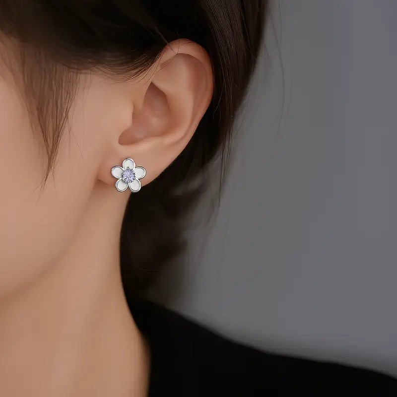 Boucle D’oreille Fleurs Amethyste - boucle d’oreille