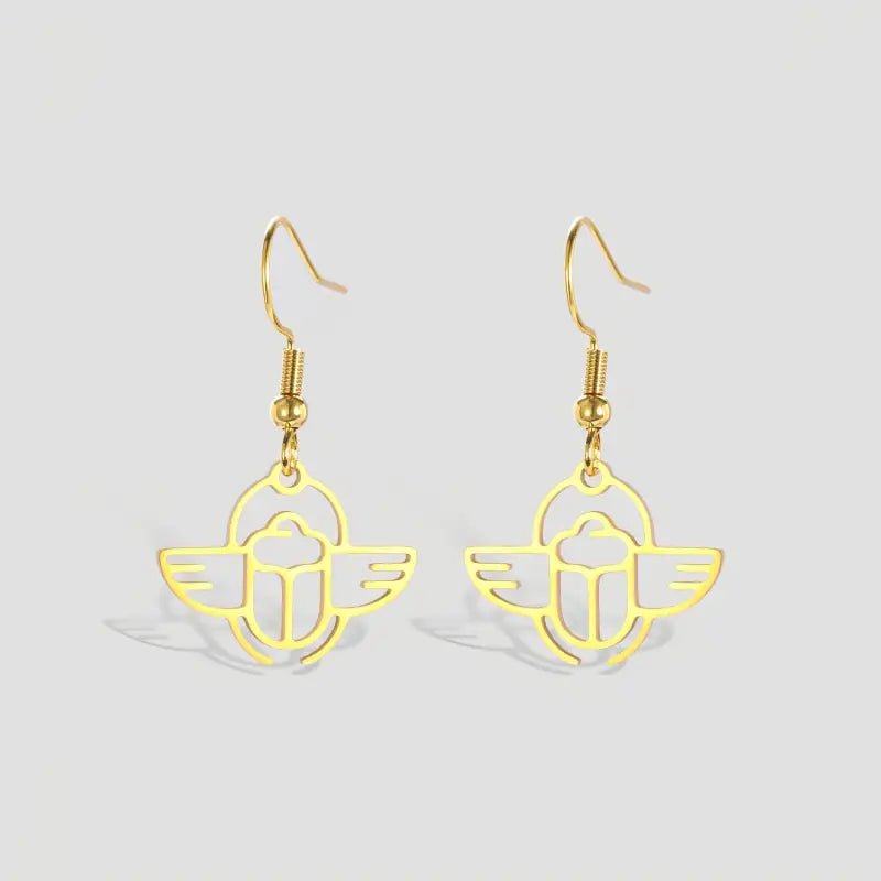 Boucles D’oreille Scarabée Egypte Doré - boucle d’oreille