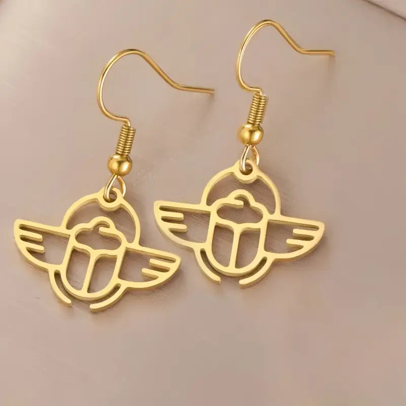 Boucles D’oreille Scarabée Egypte Doré - boucle d’oreille