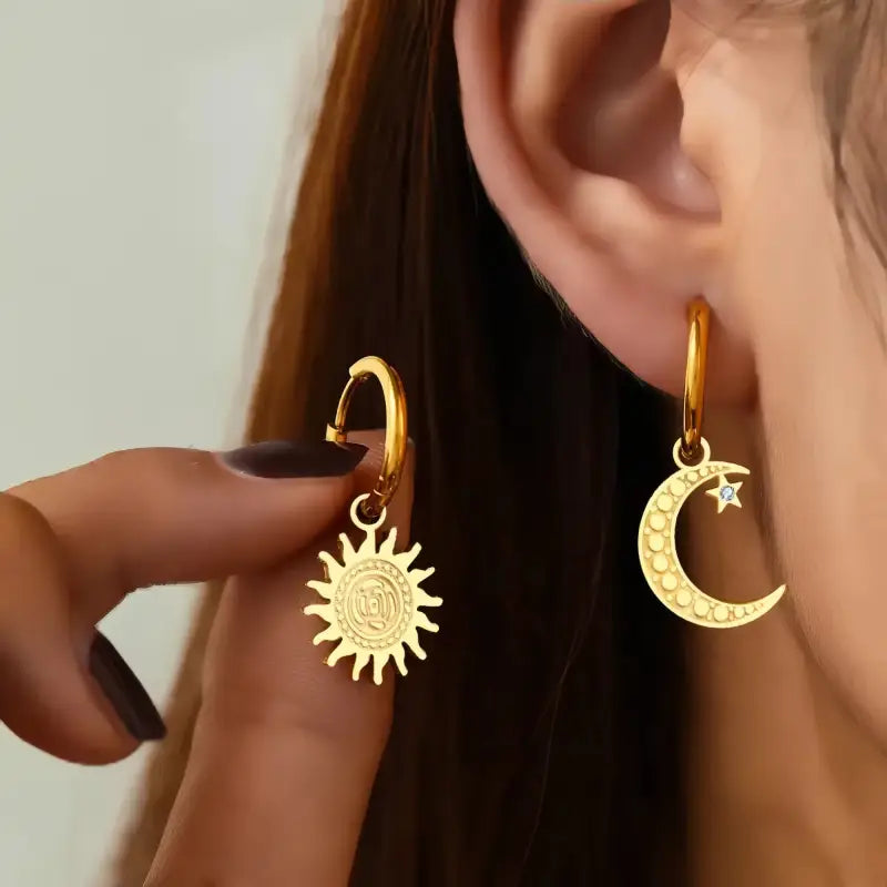 Boucles D’oreilles Soleil et Lune - boucle d’oreille