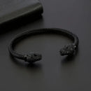 Bracelet avec Tête de Panthère Noire - Noir / 60mm (Ajustable) - bracelet