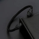 Bracelet avec Tête de Panthère Noire - Noir / 60mm (Ajustable) - bracelet