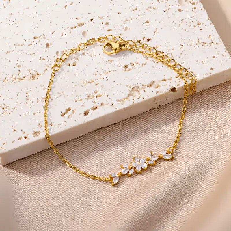 Bracelet Fleur Doré - 19cm - bracelet