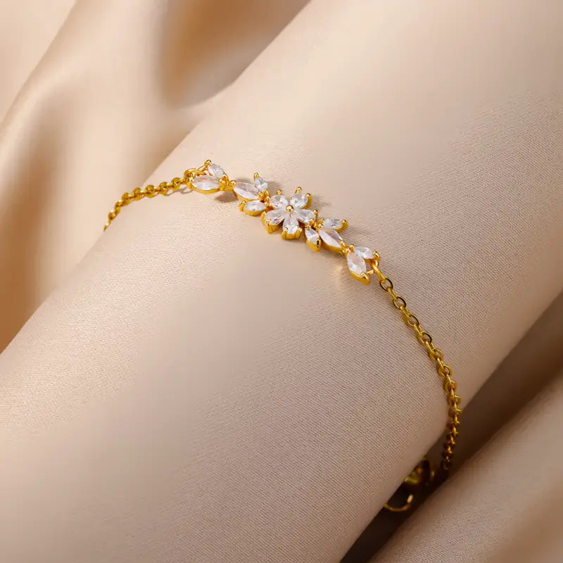 Bracelet Fleur Doré - 19cm - bracelet