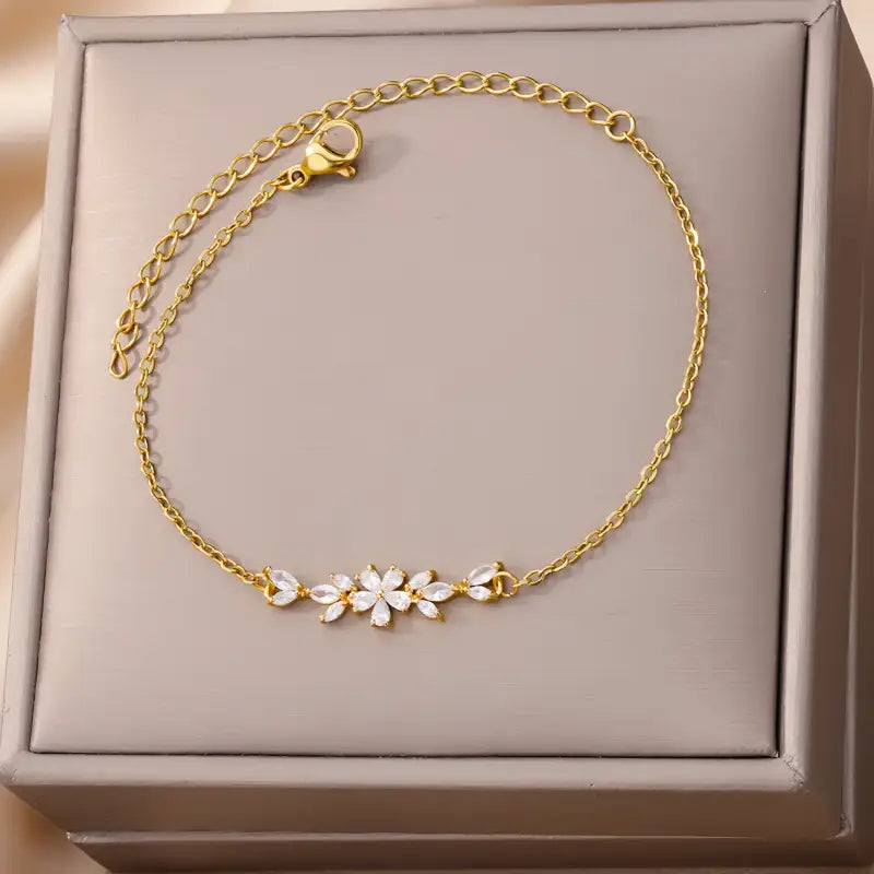 Bracelet Fleur Doré - 19cm - bracelet
