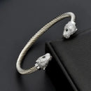 Bracelet Motif Tête Panthère Acier Inoxydable - Argent / 60mm (Ajustable) - bracelet