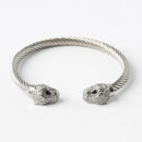 Bracelet Motif Tête Panthère Acier Inoxydable - Argent / 60mm (Ajustable) - bracelet