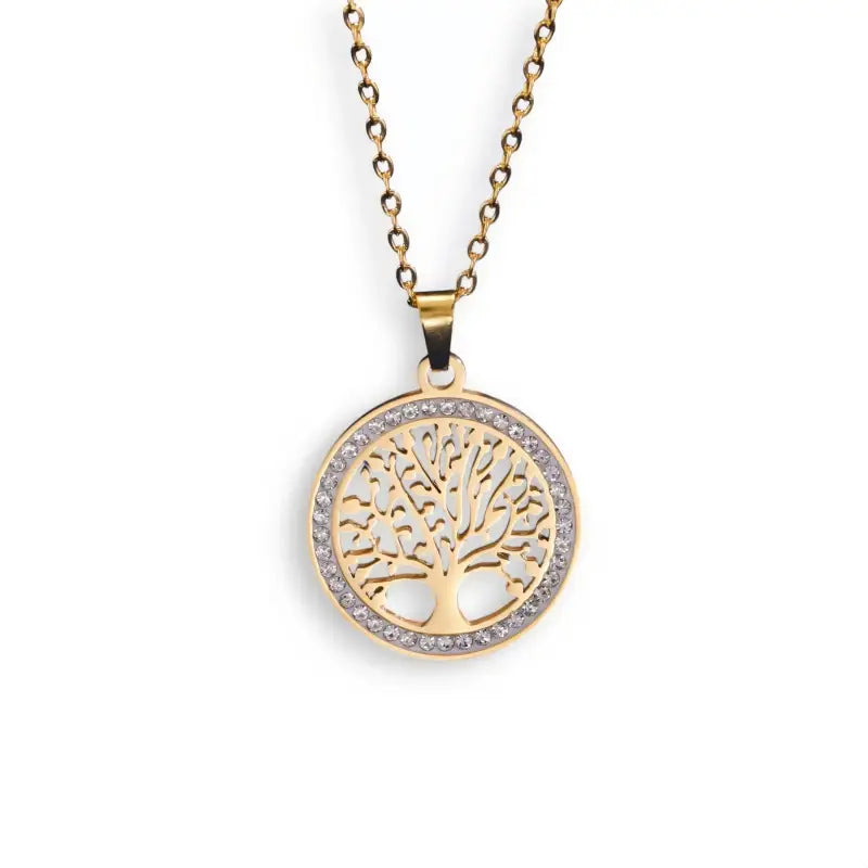 Collier Arbre de Vie en Acier inoxydable - Doré - colliers