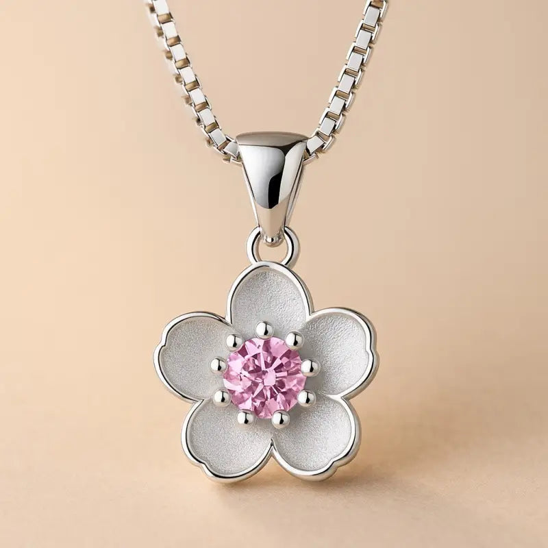 Collier Fleur Pierre Rose - colliers
