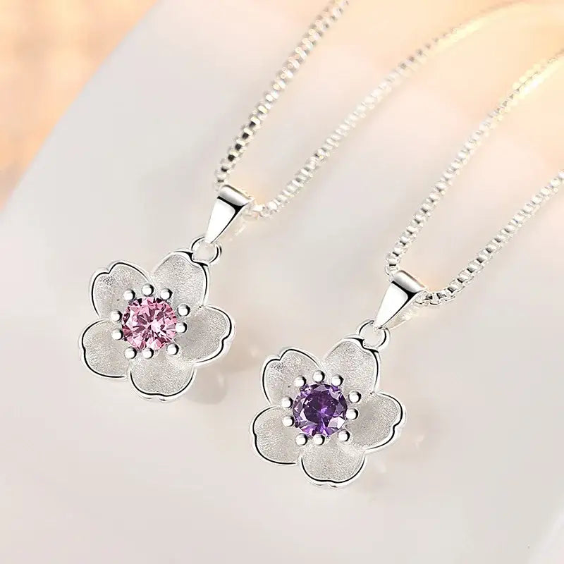 Collier Fleur Pierre Rose - colliers