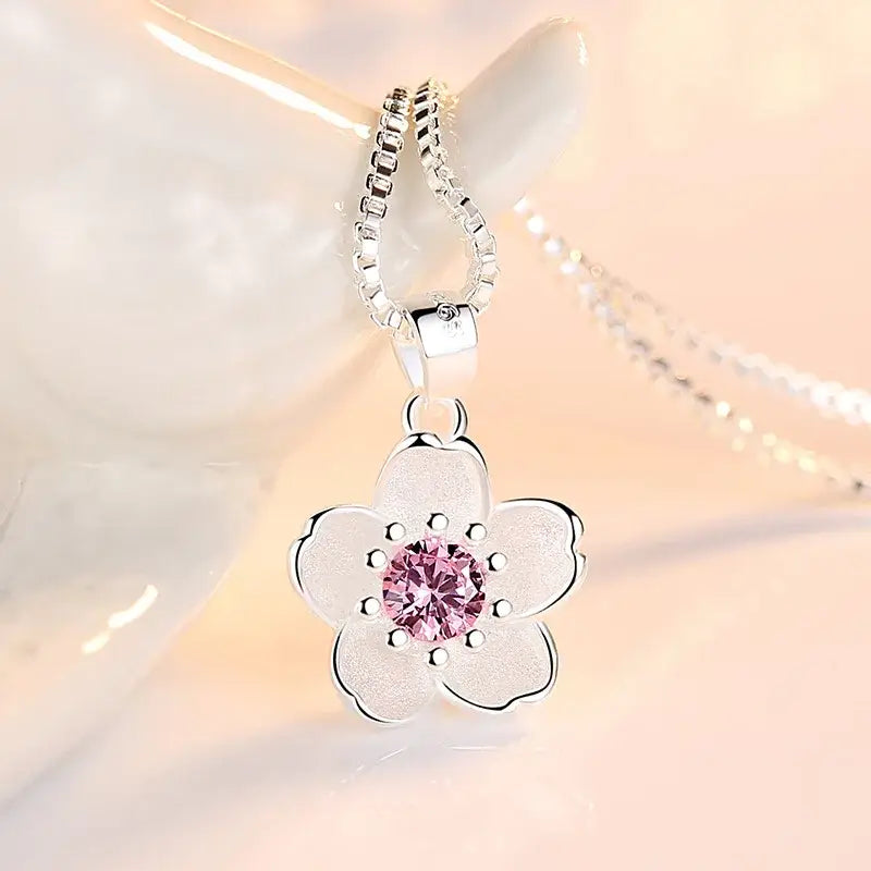 Collier Fleur Pierre Rose - colliers