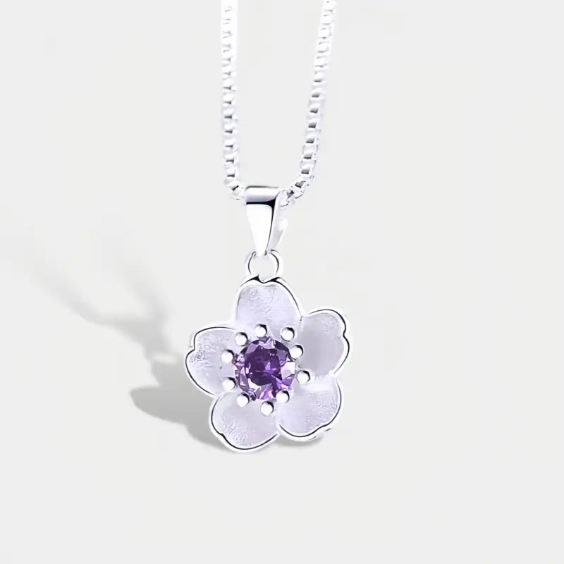 Collier Fleur Pierre Violette - colliers